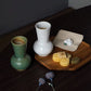 Handmade Ceramic Vase Emerald Green and white
